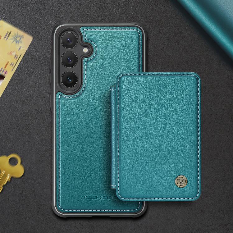 For Samsung Galaxy S25+ 5G JEEHOOD J05 Business Magnetic Style RFID Leather Phone Case(Blue Green) - Galaxy S25+ 5G Cases by JEEHOOD | Online Shopping UK | buy2fix