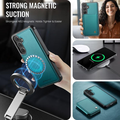 For Samsung Galaxy S25+ 5G JEEHOOD J05 Business Magnetic Style RFID Leather Phone Case(Blue Green) - Galaxy S25+ 5G Cases by JEEHOOD | Online Shopping UK | buy2fix