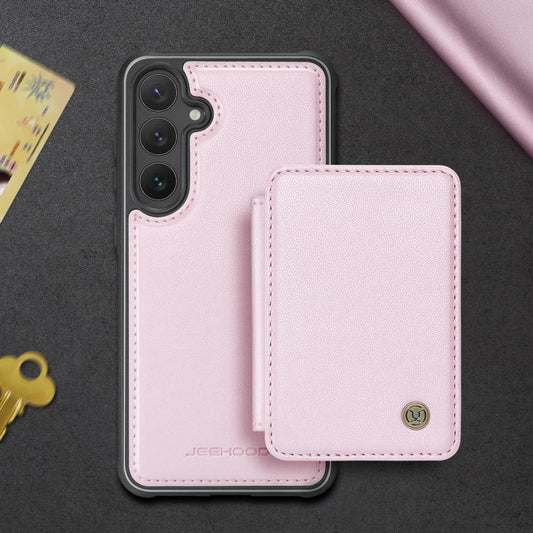 For Samsung Galaxy S25+ 5G JEEHOOD J05 Business Magnetic Style RFID Leather Phone Case(Pink) - Galaxy S25+ 5G Cases by JEEHOOD | Online Shopping UK | buy2fix