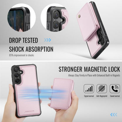 For Samsung Galaxy S25+ 5G JEEHOOD J05 Business Magnetic Style RFID Leather Phone Case(Pink) - Galaxy S25+ 5G Cases by JEEHOOD | Online Shopping UK | buy2fix