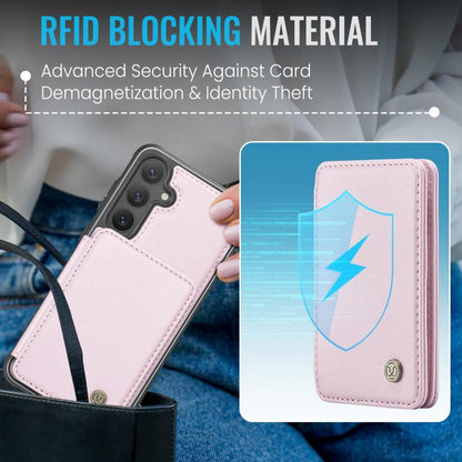 For Samsung Galaxy S25+ 5G JEEHOOD J05 Business Magnetic Style RFID Leather Phone Case(Pink) - Galaxy S25+ 5G Cases by JEEHOOD | Online Shopping UK | buy2fix