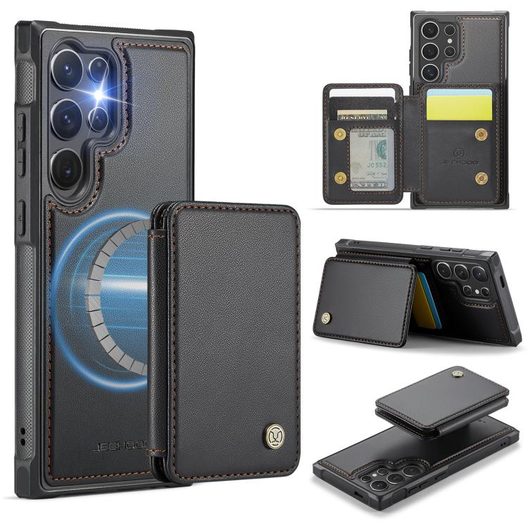 For Samsung Galaxy S25 Ultra 5G JEEHOOD J05 Business Magnetic Style RFID Leather Phone Case(Black) - Galaxy S25 Ultra 5G Cases by JEEHOOD | Online Shopping UK | buy2fix