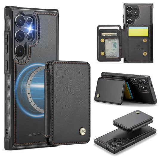 For Samsung Galaxy S25 Ultra 5G JEEHOOD J05 Business Magnetic Style RFID Leather Phone Case(Black) - Galaxy S25 Ultra 5G Cases by JEEHOOD | Online Shopping UK | buy2fix