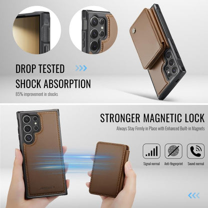 For Samsung Galaxy S25 Ultra 5G JEEHOOD J05 Business Magnetic Style RFID Leather Phone Case(Brown) - Galaxy S25 Ultra 5G Cases by JEEHOOD | Online Shopping UK | buy2fix