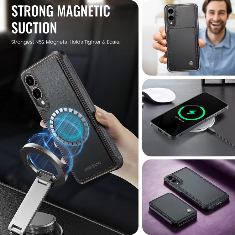 For Samsung Galaxy S25 Edge 5G JEEHOOD J05 Business Magnetic Style RFID Leather Phone Case(Black) - Galaxy S25 Edge 5G Cases by JEEHOOD | Online Shopping UK | buy2fix