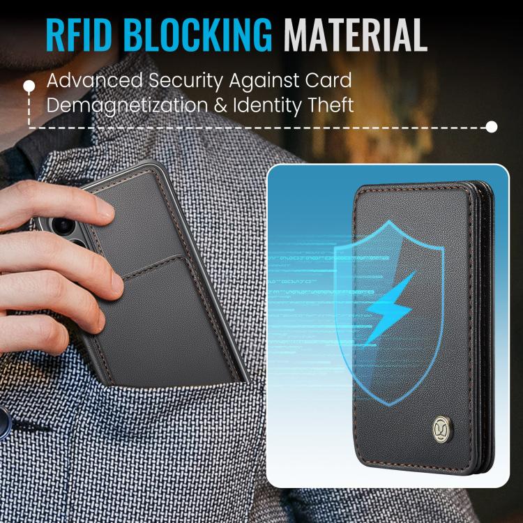 For Samsung Galaxy S25 Edge 5G JEEHOOD J05 Business Magnetic Style RFID Leather Phone Case(Black) - Galaxy S25 Edge 5G Cases by JEEHOOD | Online Shopping UK | buy2fix