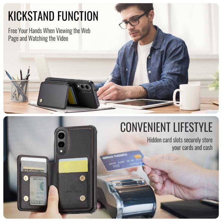 For Samsung Galaxy S25 Edge 5G JEEHOOD J05 Business Magnetic Style RFID Leather Phone Case(Black) - Galaxy S25 Edge 5G Cases by JEEHOOD | Online Shopping UK | buy2fix