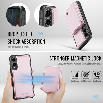 For Samsung Galaxy S25 Edge 5G JEEHOOD J05 Business Magnetic Style RFID Leather Phone Case(Pink) - Galaxy S25 Edge 5G Cases by JEEHOOD | Online Shopping UK | buy2fix