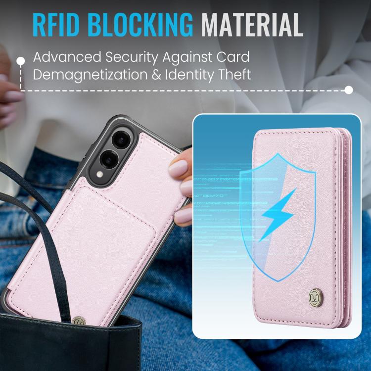 For Samsung Galaxy S25 Edge 5G JEEHOOD J05 Business Magnetic Style RFID Leather Phone Case(Pink) - Galaxy S25 Edge 5G Cases by JEEHOOD | Online Shopping UK | buy2fix