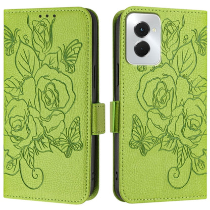 For Motorola Moto G Power 5G 2024 Embossed Rose RFID Anti-theft Leather Phone Case(Green) by buy2fix
