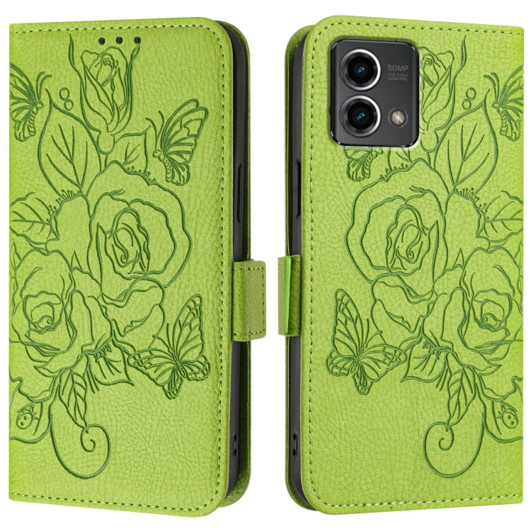 For Motorola Moto G Stylus 5G 2024 Embossed Rose RFID Anti-theft Leather Phone Case(Green) by buy2fix