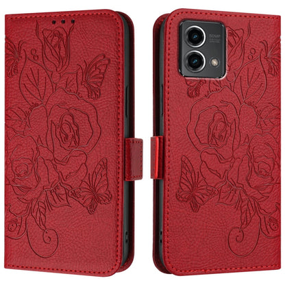 For Motorola Moto G Stylus 5G 2024 Embossed Rose RFID Anti-theft Leather Phone Case(Red) by buy2fix