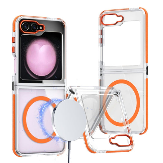 For Samsung Galaxy Z Flip6 / Flip7 FE Dual-Color Clear Acrylic Hybrid TPU MagSafe Phone Case(Orange) - Galaxy Z Flip6 5G Cases by buy2fix | Online Shopping UK | buy2fix