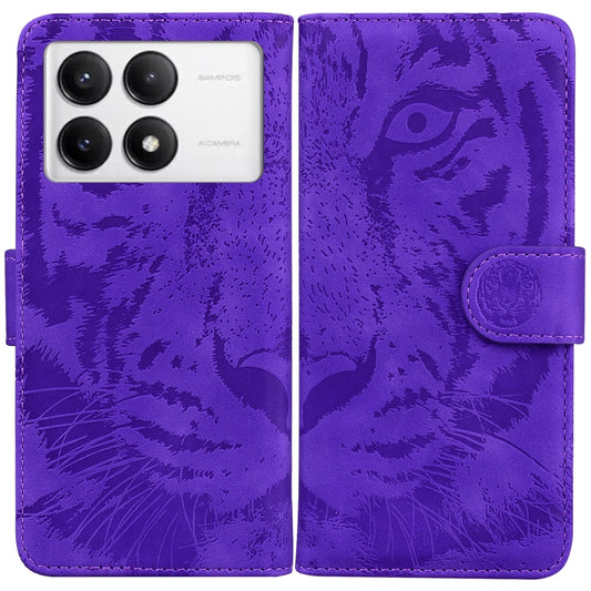 For Redmi K70 / K70 Pro Tiger Embossing Pattern Flip Leather Phone Case(Purple) - Xiaomi Cases by buy2fix | Online Shopping UK | buy2fix