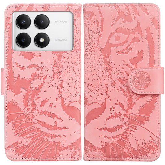 For Redmi K70 / K70 Pro Tiger Embossing Pattern Flip Leather Phone Case(Pink) - Xiaomi Cases by buy2fix | Online Shopping UK | buy2fix