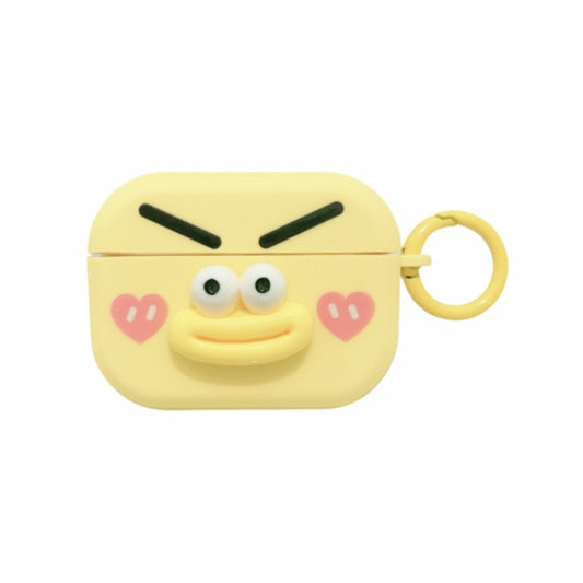 For AirPods Pro 2 Fresh 3D Emoticon Pattern Skin Feel Earbuds Box PC Case(Yellow) - For AirPods Pro 2 by buy2fix | Online Shopping UK | buy2fix