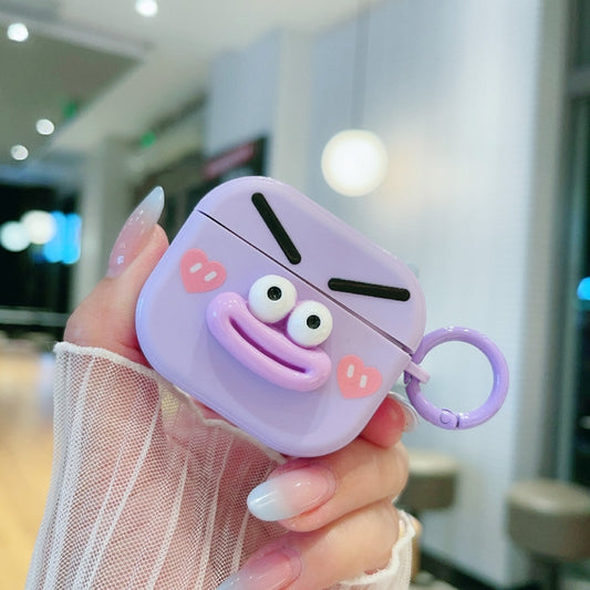 For AirPods 3 Fresh 3D Emoticon Pattern Skin Feel Earbuds Box PC Case(Purple) - For AirPods 3 by buy2fix | Online Shopping UK | buy2fix