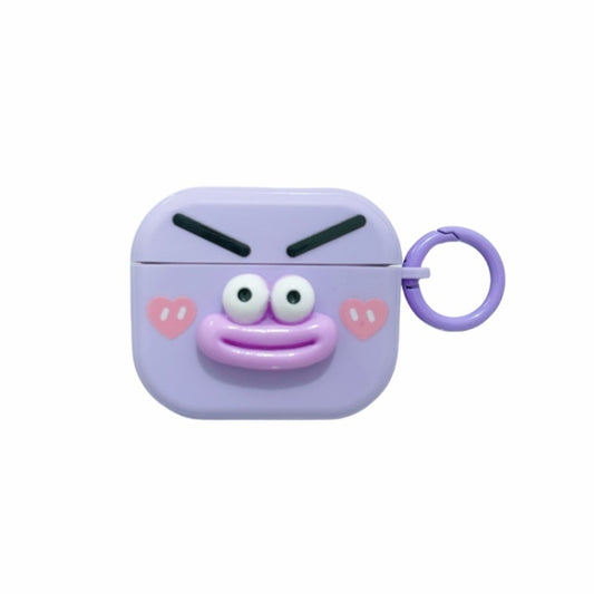 For AirPods 3 Fresh 3D Emoticon Pattern Skin Feel Earbuds Box PC Case(Purple) - For AirPods 3 by buy2fix | Online Shopping UK | buy2fix