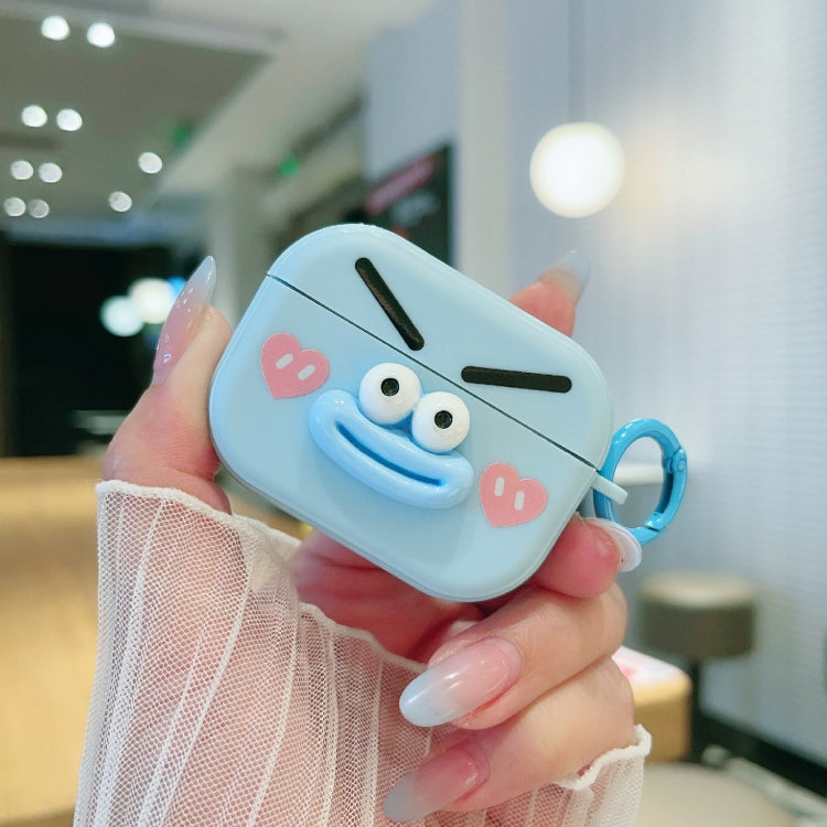 For AirPods Pro Fresh 3D Emoticon Pattern Skin Feel Earbuds Box PC Case(Blue) - For AirPods Pro by buy2fix | Online Shopping UK | buy2fix