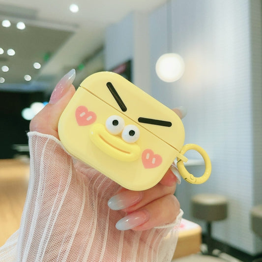 For AirPods Pro Fresh 3D Emoticon Pattern Skin Feel Earbuds Box PC Case(Yellow) - For AirPods Pro by buy2fix | Online Shopping UK | buy2fix