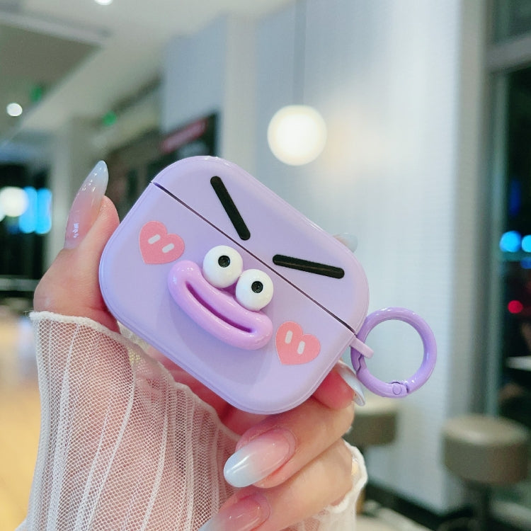 For AirPods Pro Fresh 3D Emoticon Pattern Skin Feel Earbuds Box PC Case(Purple) - For AirPods Pro by buy2fix | Online Shopping UK | buy2fix
