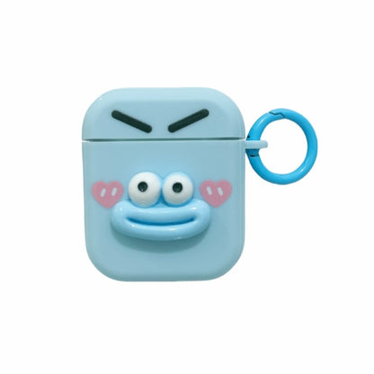 For AirPods 2 / 1 Fresh 3D Emoticon Pattern Skin Feel Earbuds Box PC Case(Blue) - For AirPods 1/2 by buy2fix | Online Shopping UK | buy2fix