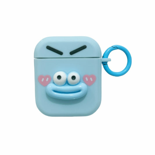 For AirPods 2 / 1 Fresh 3D Emoticon Pattern Skin Feel Earbuds Box PC Case(Blue) - For AirPods 1/2 by buy2fix | Online Shopping UK | buy2fix
