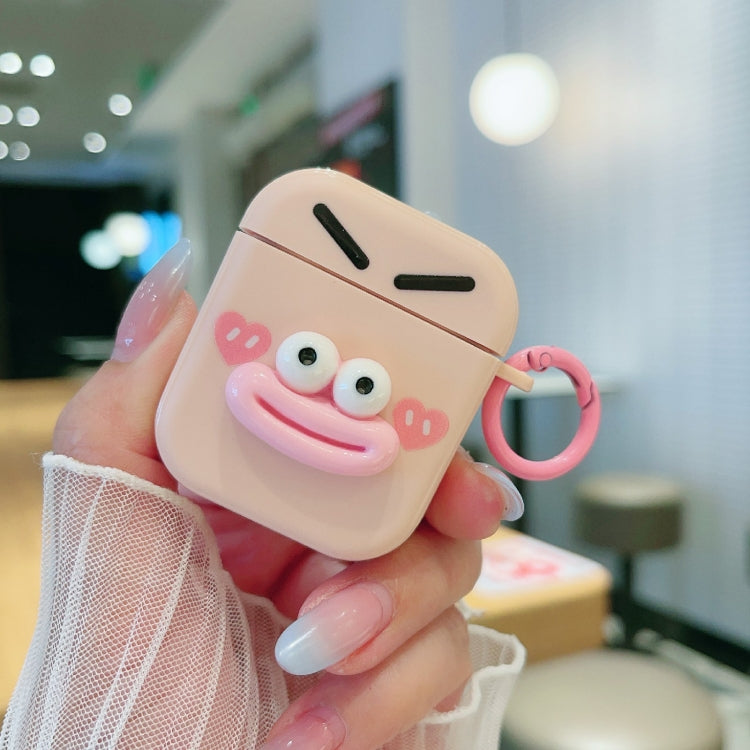 For AirPods 2 / 1 Fresh 3D Emoticon Pattern Skin Feel Earbuds Box PC Case(Pink) - For AirPods 1/2 by buy2fix | Online Shopping UK | buy2fix