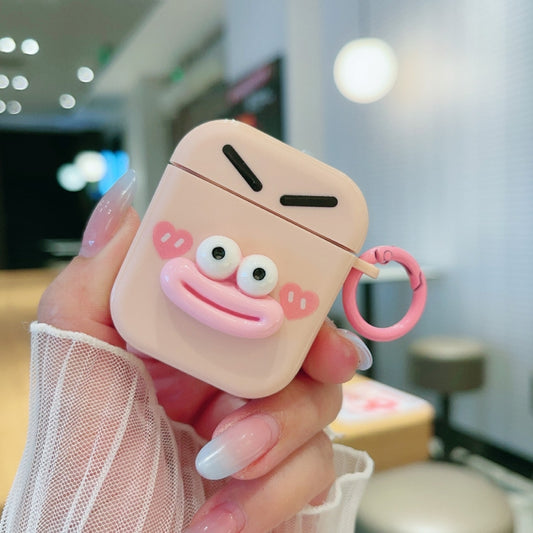 For AirPods 2 / 1 Fresh 3D Emoticon Pattern Skin Feel Earbuds Box PC Case(Pink) - For AirPods 1/2 by buy2fix | Online Shopping UK | buy2fix