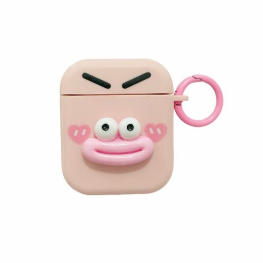 For AirPods 2 / 1 Fresh 3D Emoticon Pattern Skin Feel Earbuds Box PC Case(Pink) - For AirPods 1/2 by buy2fix | Online Shopping UK | buy2fix