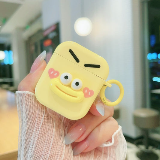 For AirPods 2 / 1 Fresh 3D Emoticon Pattern Skin Feel Earbuds Box PC Case(Yellow) - For AirPods Pro 2 by buy2fix | Online Shopping UK | buy2fix