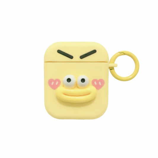 For AirPods 2 / 1 Fresh 3D Emoticon Pattern Skin Feel Earbuds Box PC Case(Yellow) - For AirPods Pro 2 by buy2fix | Online Shopping UK | buy2fix
