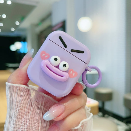 For AirPods 2 / 1 Fresh 3D Emoticon Pattern Skin Feel Earbuds Box PC Case(Purple) - For AirPods Pro 2 by buy2fix | Online Shopping UK | buy2fix