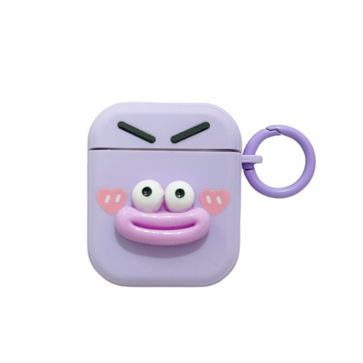 For AirPods 2 / 1 Fresh 3D Emoticon Pattern Skin Feel Earbuds Box PC Case(Purple) - For AirPods Pro 2 by buy2fix | Online Shopping UK | buy2fix
