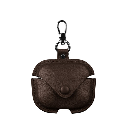 For Redmi Buds 5 / 6S Business Leather Earphone Protective Case with Hook(Dark Brown) - Xiaomi Earphone Case by buy2fix | Online Shopping UK | buy2fix