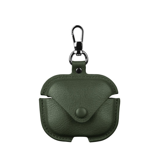 For Redmi Buds 5 / 6S Business Leather Earphone Protective Case with Hook(Green) - Xiaomi Earphone Case by buy2fix | Online Shopping UK | buy2fix