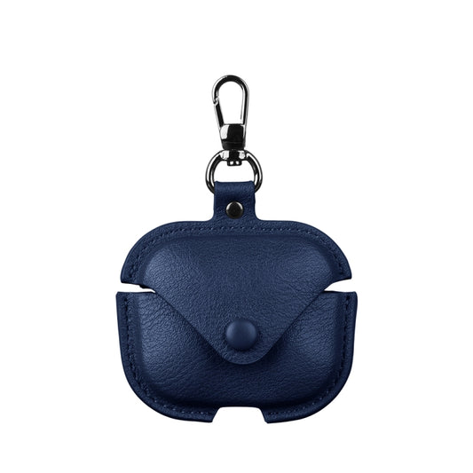 For Redmi Buds 5 / 6S Business Leather Earphone Protective Case with Hook(Blue) - Xiaomi Earphone Case by buy2fix | Online Shopping UK | buy2fix