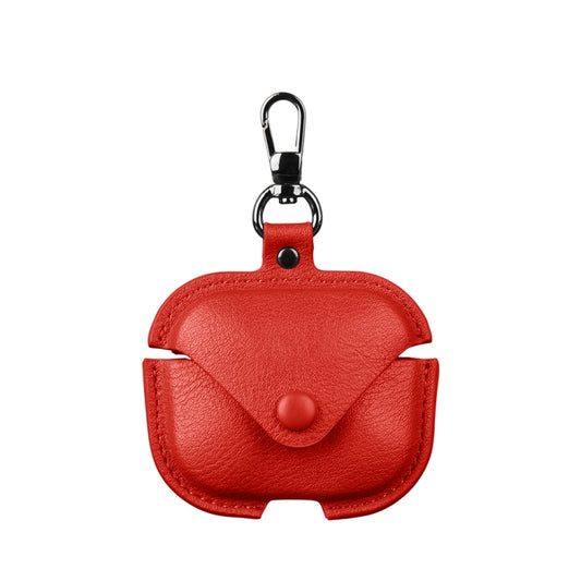 For Redmi Buds 5 / 6S Business Leather Earphone Protective Case with Hook(Red) - Xiaomi Earphone Case by buy2fix | Online Shopping UK | buy2fix