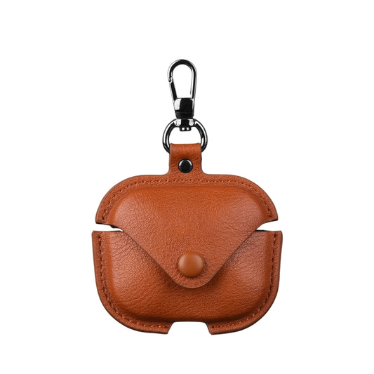 For Redmi Buds 5 / 6S Business Leather Earphone Protective Case with Hook(Light Brown) - Xiaomi Earphone Case by buy2fix | Online Shopping UK | buy2fix