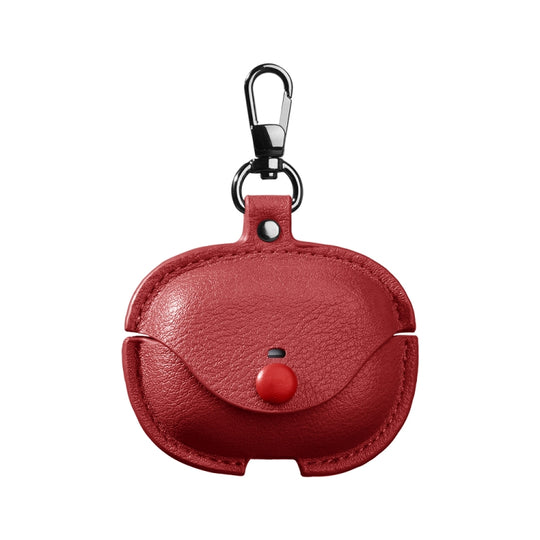 For Redmi Buds 5 Pro / Buds 4 Pro / Buds 8 Business Leather Earphone Protective Case with Hook(Red)