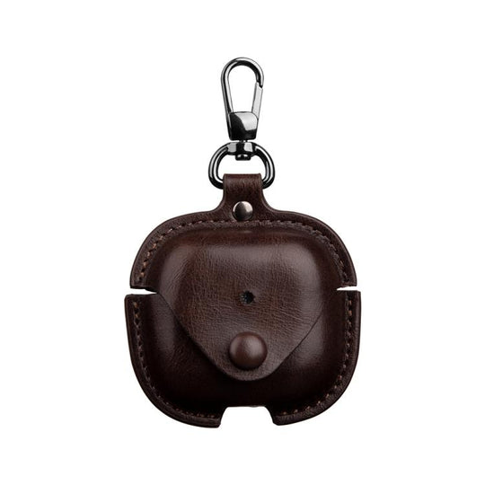 For Redmi Buds 6 Active Edition Business Leather Earphone Protective Case with Hook(Dark Brown)