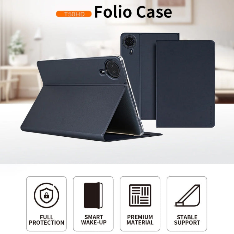For Teclast T50 HD / T50 Max Anti-slip Texture Smart Tablet Leather Folio Case(Dark Blue) - Teclast by TECLAST | Online Shopping UK | buy2fix