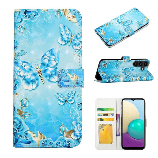 For Samsung Galaxy S25 5G Oil Embossed 3D Drawing Leather Phone Case(Blue Butterflies) by buy2fix