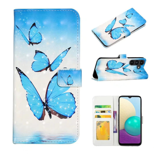 For Samsung Galaxy S25 5G Oil Embossed 3D Drawing Leather Phone Case(3 Butterflies) by buy2fix