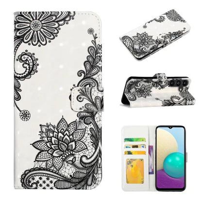 For Samsung Galaxy S25 5G Oil Embossed 3D Drawing Leather Phone Case(Lace Flower) by buy2fix