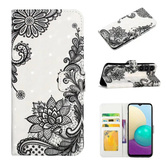 For Samsung Galaxy S25 5G Oil Embossed 3D Drawing Leather Phone Case(Lace Flower) by buy2fix