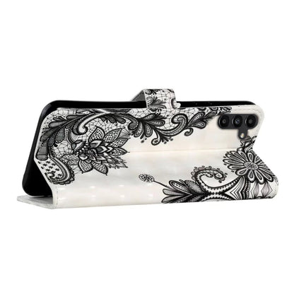 For Samsung Galaxy S25 5G Oil Embossed 3D Drawing Leather Phone Case(Lace Flower) by buy2fix