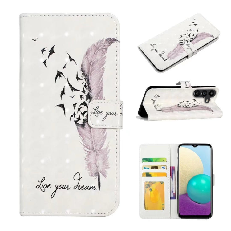 For Samsung Galaxy S25 5G Oil Embossed 3D Drawing Leather Phone Case(Feather) by buy2fix