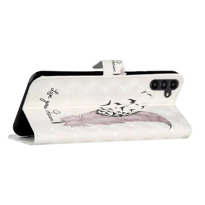 For Samsung Galaxy S25 5G Oil Embossed 3D Drawing Leather Phone Case(Feather) by buy2fix