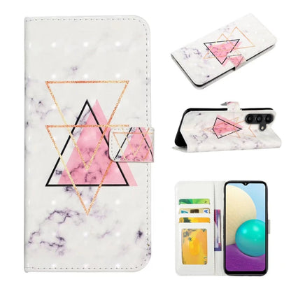 For Samsung Galaxy S25 5G Oil Embossed 3D Drawing Leather Phone Case(Triangular Marble) by buy2fix